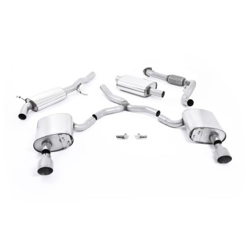 Audi A4 2.0 B9 Quattro - Resonated (Quieter) Cat-Back Exhaust System with Dual GT-100 Titanium Trims - Brushed Titanium