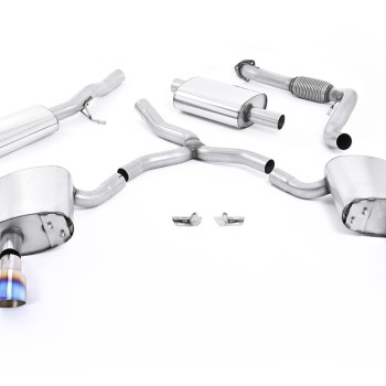 Audi A4 2.0 B9 Quattro - Resonated (Quieter) Cat-Back Exhaust System with Dual GT-100 Burnt Titanium Trims - Burnt Titanium