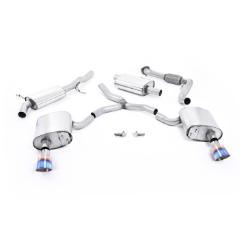 Audi A4 2.0 B9 Quattro - Resonated (Quieter) Cat-Back Exhaust System with Dual GT-100 Burnt Titanium Trims - Burnt Titanium