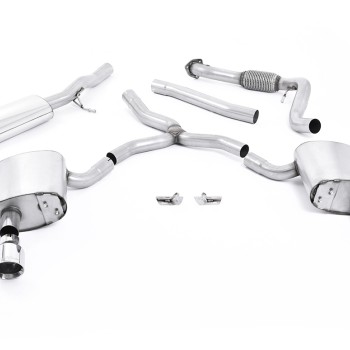 Audi A4 2.0 B9 Quattro - Road+ Part Resonated Cat Back Exhaust System with Dual GT-100 Polished Trims - Polished