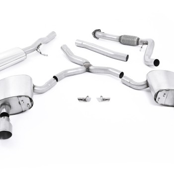 Audi A4 2.0 B9 Quattro - Road+ Part Resonated Cat Back Exhaust System with Dual GT-100 Titanium Trims - Brushed Titanium