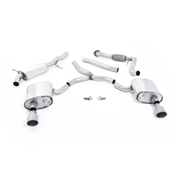 Audi A4 2.0 B9 Quattro - Road+ Part Resonated Cat Back Exhaust System with Dual GT-100 Titanium Trims - Brushed Titanium