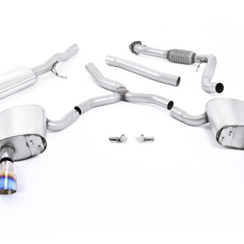 Audi A4 2.0 B9 Quattro - Road+ Part Resonated Cat-Back Exhaust System with Dual GT-100 Burnt Titanium Trims - Burnt Titanium