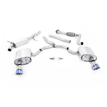 Audi A4 2.0 B9 Quattro - Road+ Part Resonated Cat-Back Exhaust System with Dual GT-100 Burnt Titanium Trims - Burnt Titanium