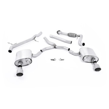 Audi A4 2.0 B9 Quattro - Non-Resonated (Louder) Cat-Back Exhaust System with Dual GT-100 Titanium Trims - Brushed Titanium