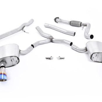 Audi A4 2.0 B9 Quattro - Non-Resonated (Louder) Cat-Back Exhaust System with Dual GT-100 Burnt Titanium Trims - Burnt Titanium