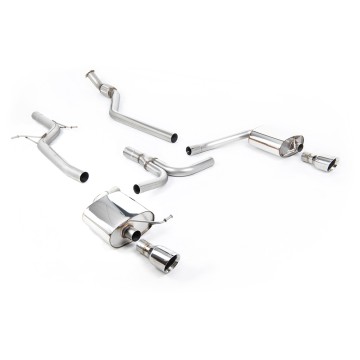 Audi A4 2.0 B8 S line (Manual) - Non-Resonated (Louder) Cat-Back Exhaust System with Duel Outlet GT100 Trims - Polished - Dual