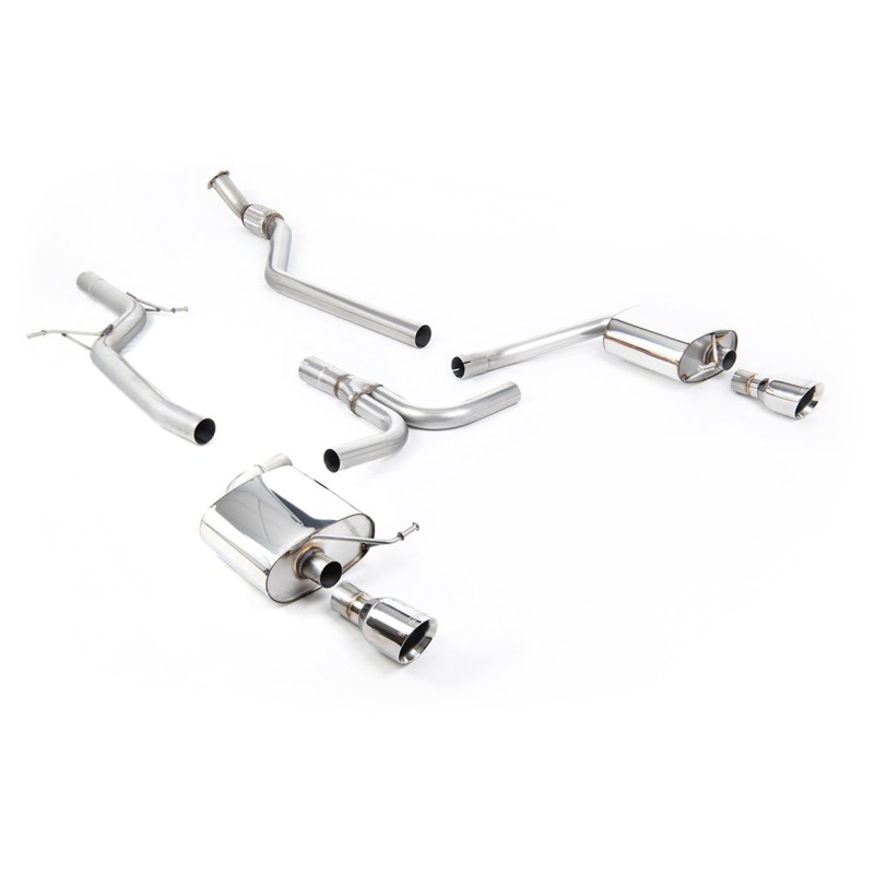 Audi A4 2.0 B8 S line (Manual) - Non-Resonated (Louder) Cat-Back Exhaust System with Duel Outlet GT100 Trims - Polished - Dual