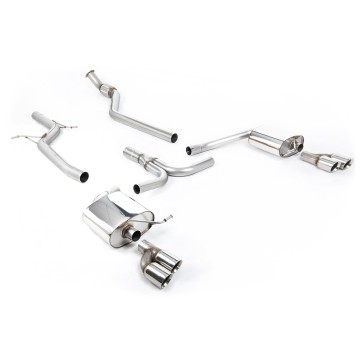 Audi A4 2.0 B8 S line (Manual) - Non-Resonated (Louder) Cat-Back Exhaust System with Quad-outlet GT80 Trims - Polished - Quad
