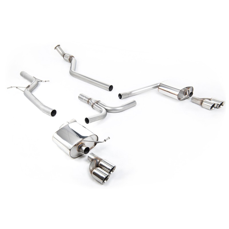 Audi A4 2.0 B8 S line (Manual) - Non-Resonated (Louder) Cat-Back Exhaust System with Quad-outlet GT80 Trims - Polished - Quad