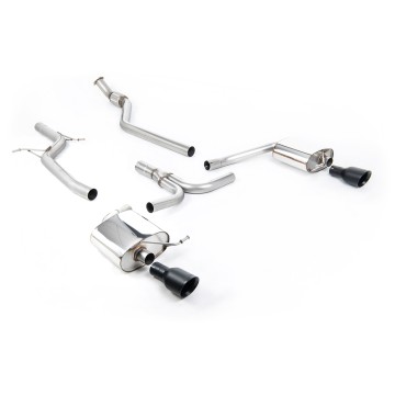 Audi A4 2.0 B8 S line (Manual) - Non-Resonated (Louder) Cat-Back Exhaust System with Dual-outlet Cerakote Black Trims - Cerakote Black - Dual