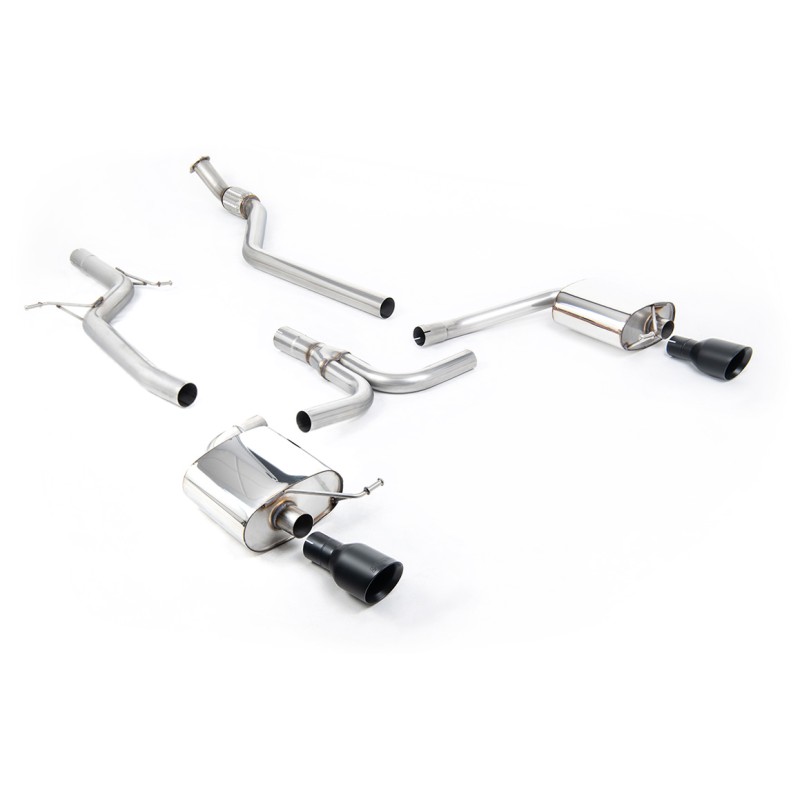 Audi A4 2.0 B8 S line (Manual) - Non-Resonated (Louder) Cat-Back Exhaust System with Dual-outlet Cerakote Black Trims - Cerakote Black - Dual