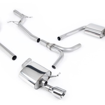 Audi A4 2.0 B8 S line (Tiptronic) - Non-Resonated (Louder) Cat-Back Exhaust System with Dual-outlet GT100 Trims - Polished - Dual