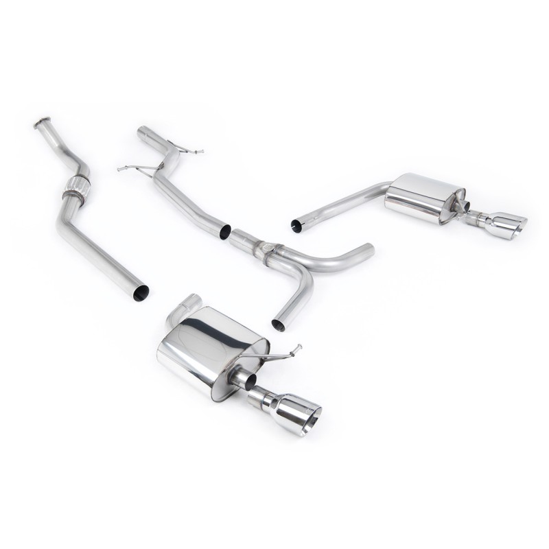 Audi A4 2.0 B8 S line (Tiptronic) - Non-Resonated (Louder) Cat-Back Exhaust System with Dual-outlet GT100 Trims - Polished - Dual