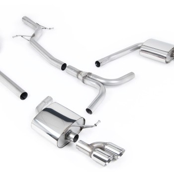 Audi A4 2.0 B8 S line (Tiptronic) - Non-Resonated (Louder) Cat-Back Exhaust System with Quad-outlet GT80 Trims - Polished - Quad