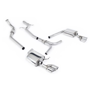 Audi A4 2.0 B8 S line (Tiptronic) - Non-Resonated (Louder) Cat-Back Exhaust System with Quad-outlet GT80 Trims - Polished - Quad