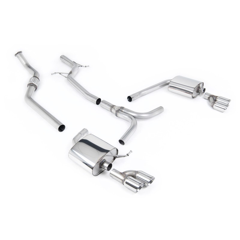 Audi A4 2.0 B8 S line (Tiptronic) - Non-Resonated (Louder) Cat-Back Exhaust System with Quad-outlet GT80 Trims - Polished - Quad