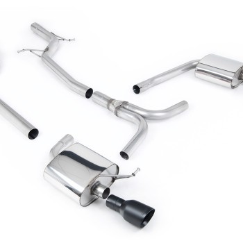 Audi A4 2.0 B8 S line (Tiptronic) - Non-Resonated (Louder) Cat-Back Exhaust System with Dual-outlet GT100 Trims - Cerakote Black - Dual