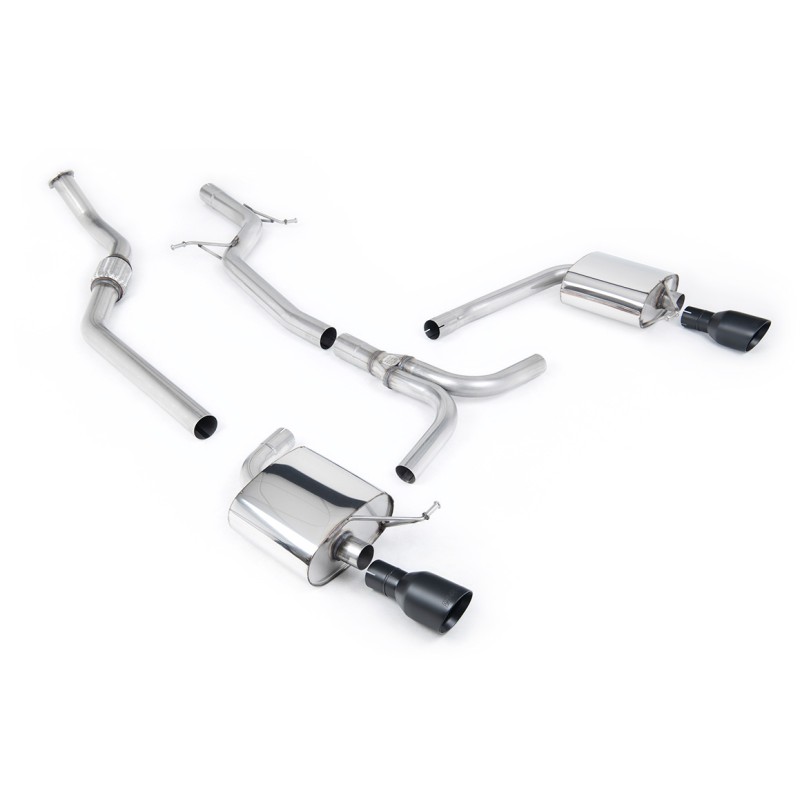 Audi A4 2.0 B8 S line (Tiptronic) - Non-Resonated (Louder) Cat-Back Exhaust System with Dual-outlet GT100 Trims - Cerakote Black - Dual