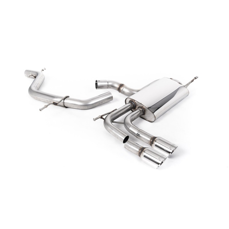 Audi A3 2.0T FSI - Non-Resonated (Louder) Cat-Back Exhaust System with Smaller Volume Rear Silencer and GT-80 Polished Trims