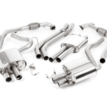Audi S4/S5 B9 Non Sport Diff models - Resonated (Quieter) Cat-Back Exhaust System with Quad GT-90 Polished Trims - Polished - LHD - 90