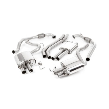 Audi S4/S5 B9 Non Sport Diff models - Resonated (Quieter) Cat-Back Exhaust System with Quad GT-90 Titanium Trims - Brushed Titanium - LHD - 90