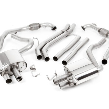 Audi S4/S5 B9 Non Sport Diff models - Non-Resonated (Louder) Cat-Back Exhaust System with Quad GT-100 Titanium Trims - Brushed Titanium - 100 - LHD