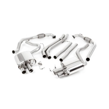 Audi S4/S5 B9 Non Sport Diff models - Non-Resonated (Louder) Cat-Back Exhaust System with Quad GT-100 Burnt Titanium Trims - Burnt Titanium - 100 - LHD