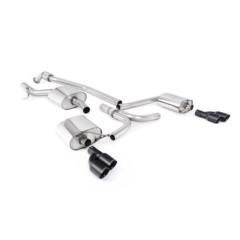 Audi A5 2.0 TFSI - Cat-Back Exhaust System with Cerakote Black Quad Outlet Trims - Cerakote Black
