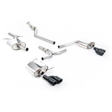 Audi A4 2.0 B8 S line (Manual) - Resonated (Quieter) Cat-Back Exhaust System with Cerakote Black Quad-outlet Trims - Cerakote Black - Quad