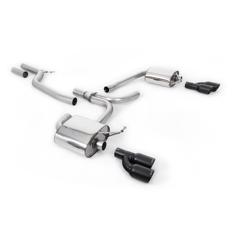 Audi A4 3.0 TDI B8/Audi A5 (Multitronic) - Cat-Back Exhaust System with Cerakote Black Quad Outlet Trims (requires S-Line Valance) - Cerakote Black