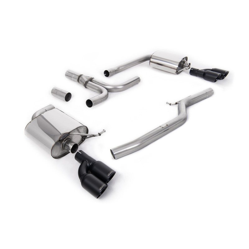 Audi A5 3.0 TDI - Cat-Back Exhaust System with Quad Outlet GT-80 Cerakote Black Trims - Cerakote Black