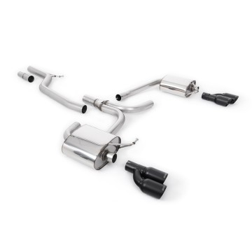 Audi A4 2.0 TDI B8/A5 S-line - Cat-Back Exhaust System with Cerakote Black Quad Outlet Trims - Cerakote Black