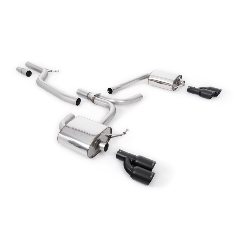 Audi A4 2.0 TDI B8/A5 S-line - Cat-Back Exhaust System with Cerakote Black Quad Outlet Trims - Cerakote Black