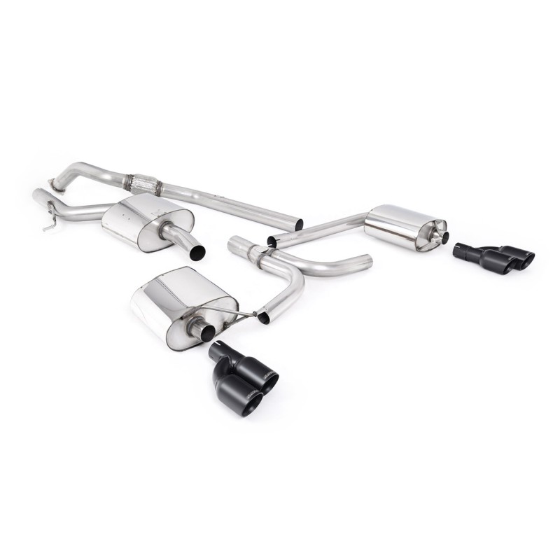 Audi A4 2.0 B8 (Tiptronic)/Audi A5 (Multitronic) S line - Cat-Back Exhaust System with Cerakote Black Quad-outlet Trims - Cerakote Black - Quad