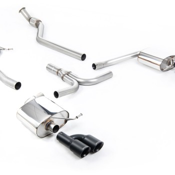 Audi A4 2.0 B8 S line (Manual) - Non-Resonated (Louder) Cat-Back Exhaust System with Cerakote Black Quad-outlet Trims - Cerakote Black - Quad