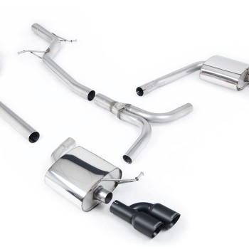 Audi A4 2.0 B8 S line (Tiptronic) - Non-Resonated (Louder) Cat-Back Exhaust System with Quad-outlet Cerakote Black Trims - Cerakote Black - Quad
