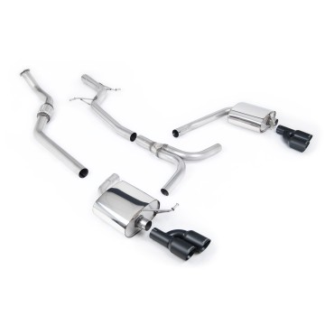 Audi A4 2.0 B8 S line (Tiptronic) - Non-Resonated (Louder) Cat-Back Exhaust System with Quad-outlet Cerakote Black Trims - Cerakote Black - Quad