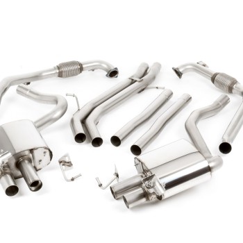 Audi S5 B9 Coupe/Cabriolet Non Sport Diff models - Non-Resonated (Louder) Cat-Back Exhaust System with Quad GT-100 Burnt Titanium Trims - Burnt Titanium - LHD