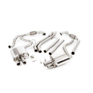 Audi S5 B9 Coupe/Cabriolet Non Sport Diff models - Non-Resonated (Louder) Cat-Back Exhaust System with Quad Polished Oval Trims - Polished Ovals - LHD