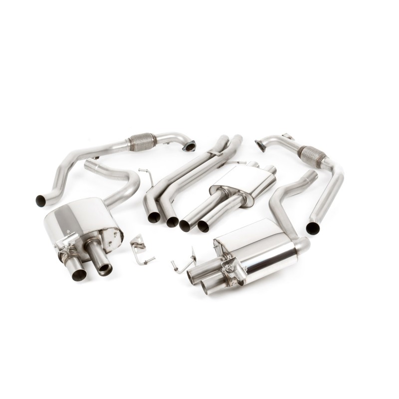 Audi S5 B9 Sport Diff models without Brace Bars - Resonated (Quieter) Cat-Back Exhaust System with Quad GT-100 Burnt Titanium Trims - Burnt Titanium - LHD
