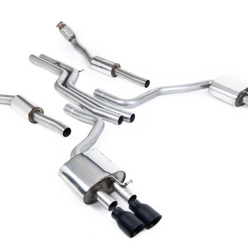Audi S6 C7/S7 Sportback - Non-Resonated (Louder) Cat-Back Exhaust System with Cerakote Black Trims - Cerakote Black