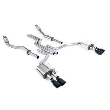 Audi S6 C7/S7 Sportback - Non-Resonated (Louder) Cat-Back Exhaust System with Cerakote Black Trims - Cerakote Black
