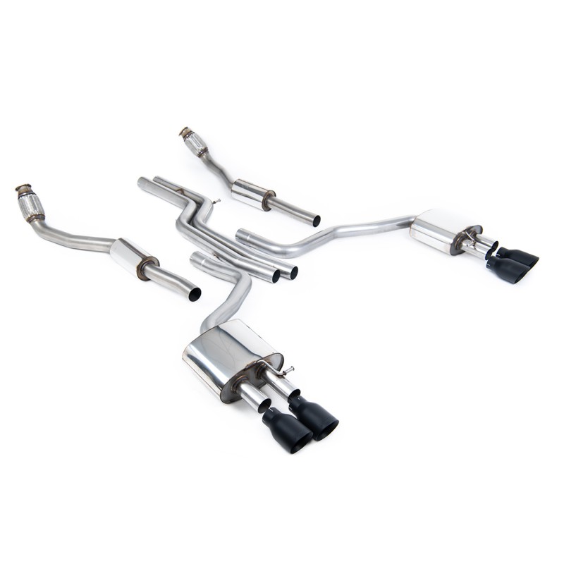 Audi S6 C7/S7 Sportback - Non-Resonated (Louder) Cat-Back Exhaust System with Cerakote Black Trims - Cerakote Black