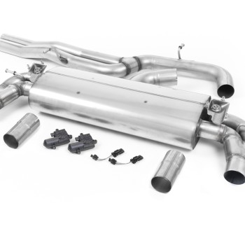 Audi RS3 8V - Non-Resonated (Louder) Cat-Back Exhaust System with Cerakote Black Oval Trims - Cerakote Black