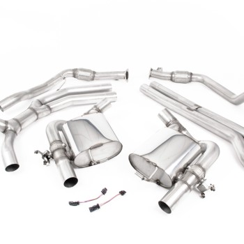 Audi RS4 B9 Avant/Sportback - Non-Resonated Cat-Back Race Exhaust System with Cerakote Black Oval Trims - Cerakote Black