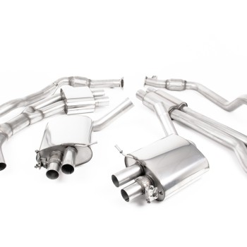 Audi RS5 B9 Non GPF Models - Resonated (Quieter) Cat-Back Exhaust System with Cerakote Black Oval Trims - Cerakote Black