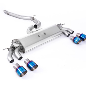 Audi S3 8V.2 - Non-Resonated (Louder) GPF/OPF-Back Exhaust System with Quad Round Burnt Titanium Trims