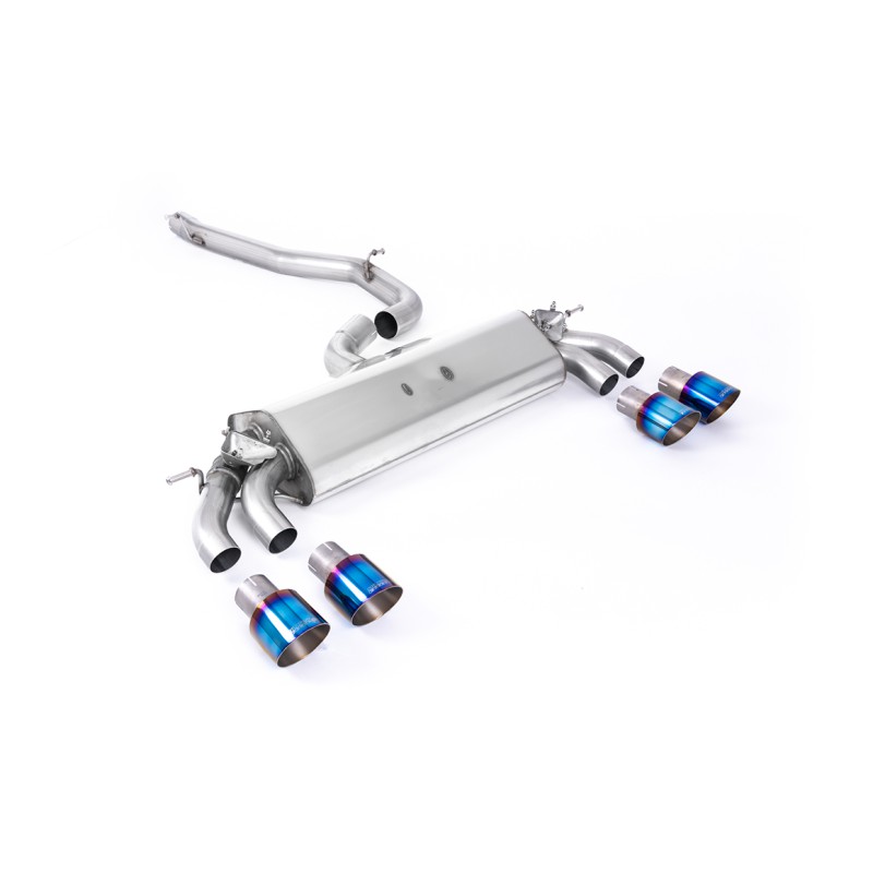 Audi S3 8V.2 - Non-Resonated (Louder) GPF/OPF-Back Exhaust System with Quad Round Burnt Titanium Trims