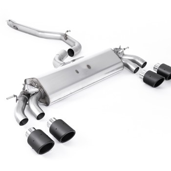 Non-Resonated (Louder) GPF/OPF-Back Exhaust System with Quad Round Carbon Trims